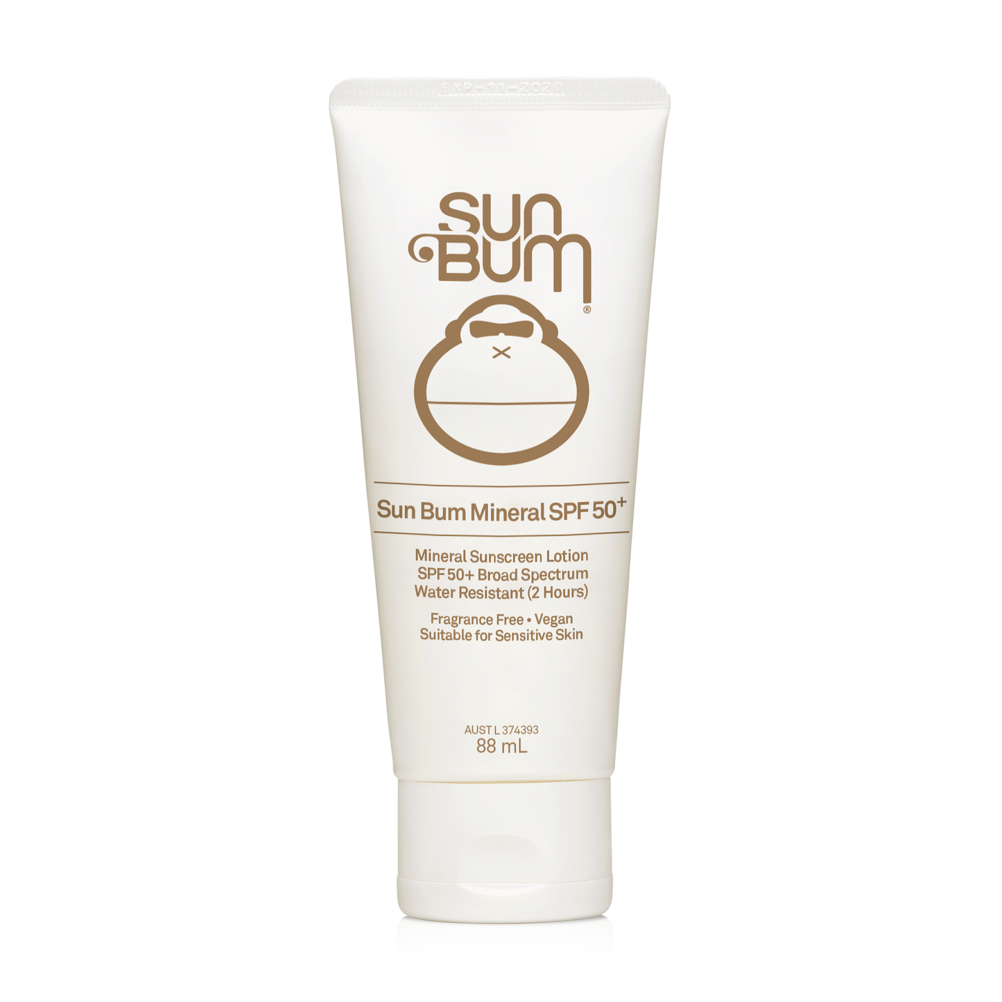 Sun Bum Mineral SPF 50 Lotion (88ml) is a white, fragrance-free, broad spectrum, water-resistant, vegan sunscreen suitable for sensitive skin.