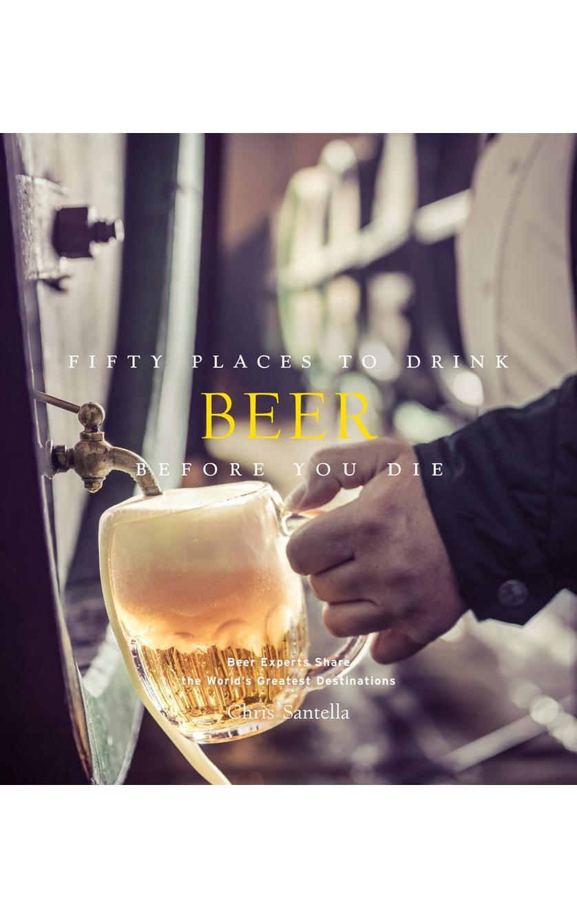 A person fills a mug with beer from a large tap, pictured on the cover of 50 Places To Drink Beer Before You Die by Brumby Sunstate.