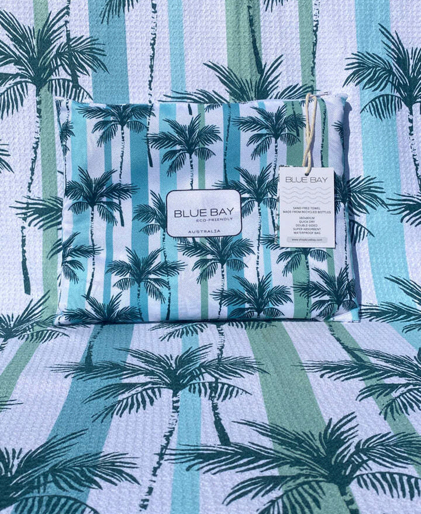 Blue Bay Bluebay Sand-Free Towel | Green Palm - Beach Towels