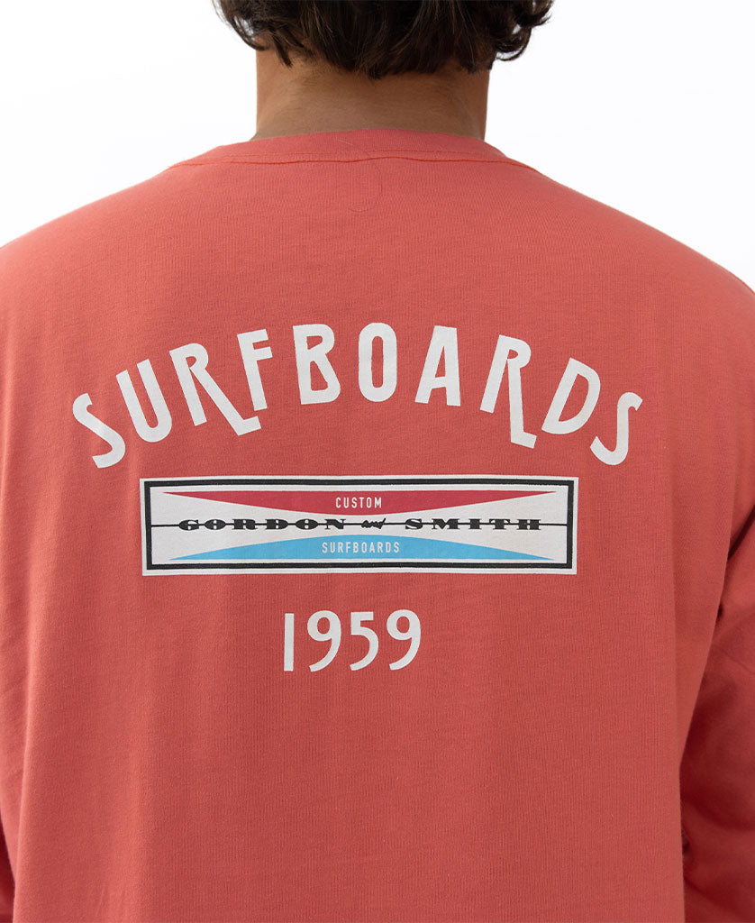 Gordon & Smith G&S Surfboard Comp LS Tee | Wash Red - T-Shirts