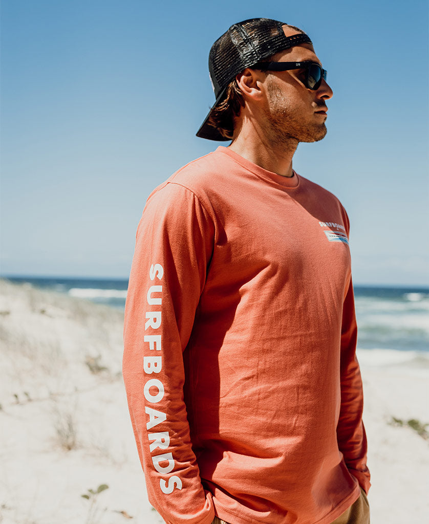 Gordon & Smith G&S Surfboard Comp LS Tee | Wash Red - T-Shirts
