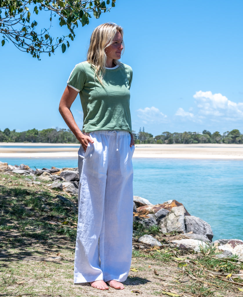 Gigi Linen Pant | White