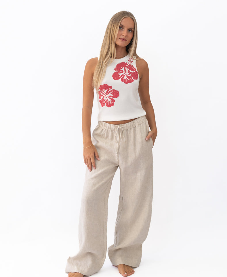 Golden Breed Rosa Hibiscus Tank | Wash Red - Tank Tops