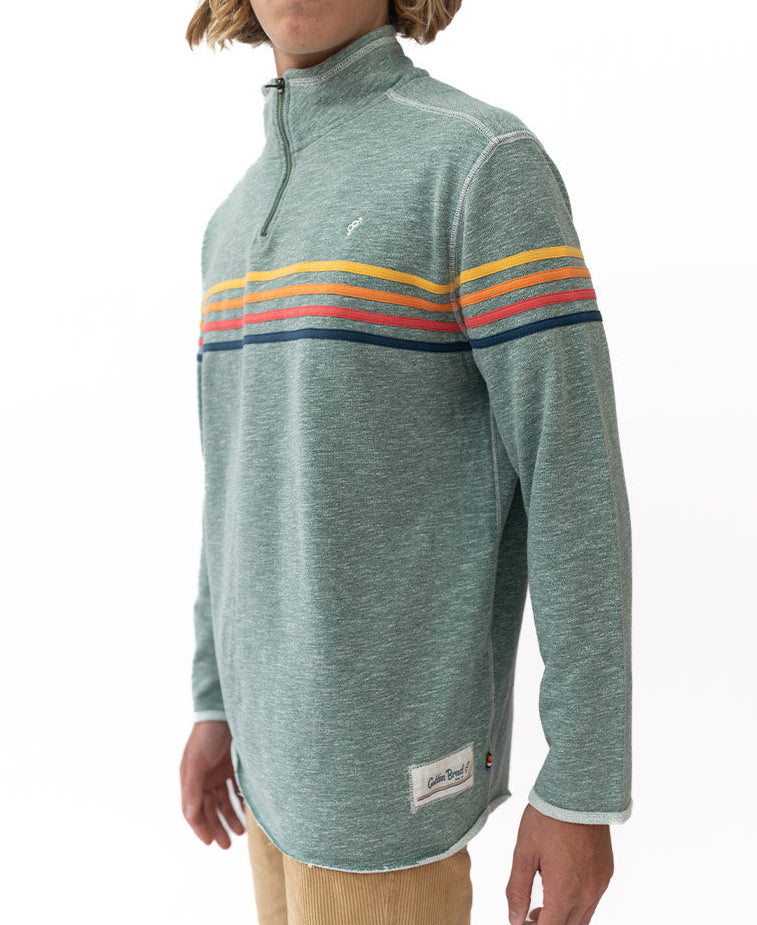 Golden Breed Long Island 1/4 Zip Rag Top | Surf Green Marle - Sweatshirts