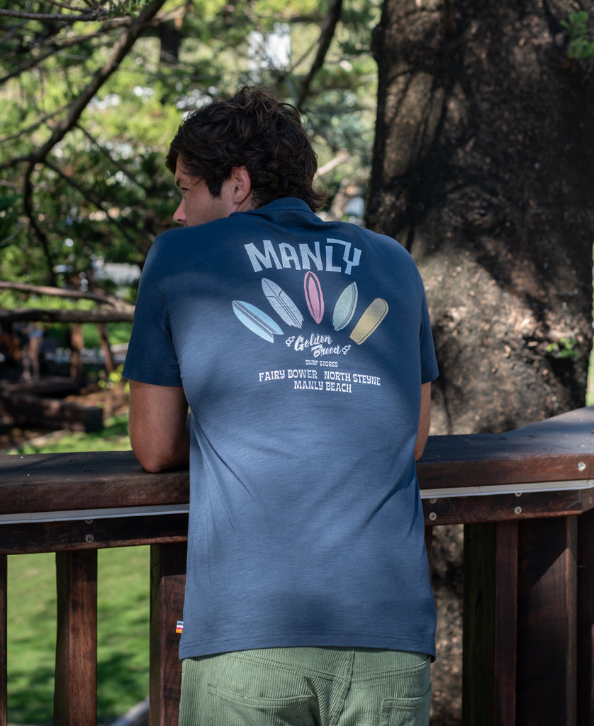 Golden Breed Manly Smurf Tee | Navy - T-Shirts