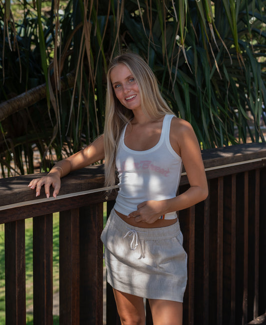 Gigi Retro Linen Mini Skirt | Natural