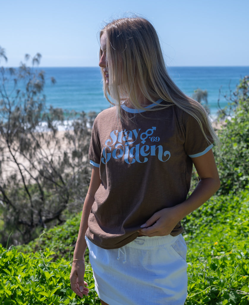 Golden Breed Stay Golden Ringer | Espresso / Finch - T-Shirts