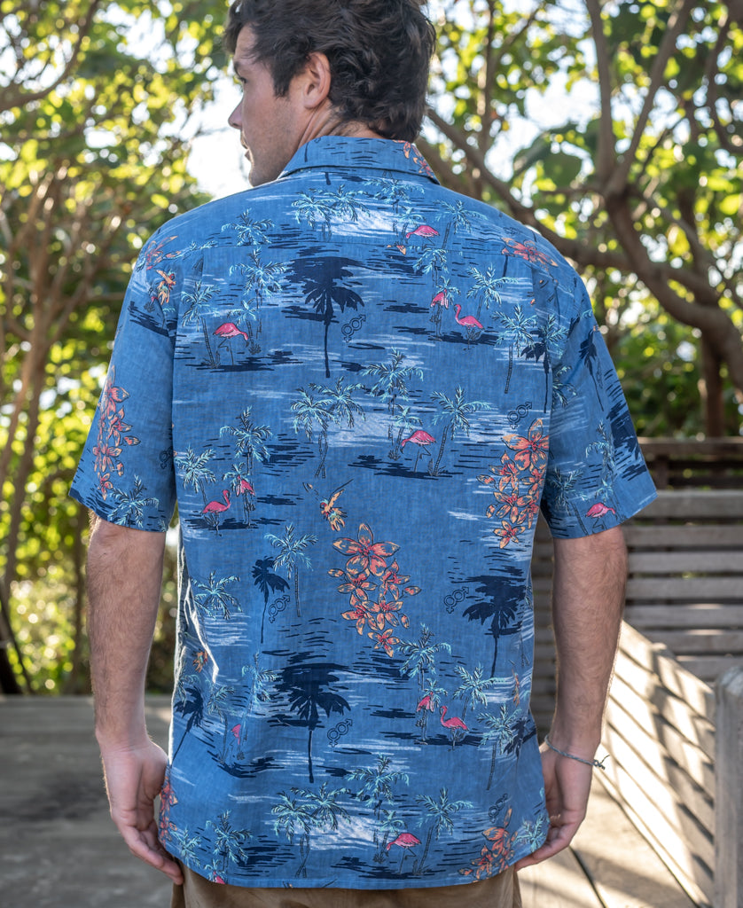 Golden Breed Flamingos Shirt | Vintage Navy - Shirts