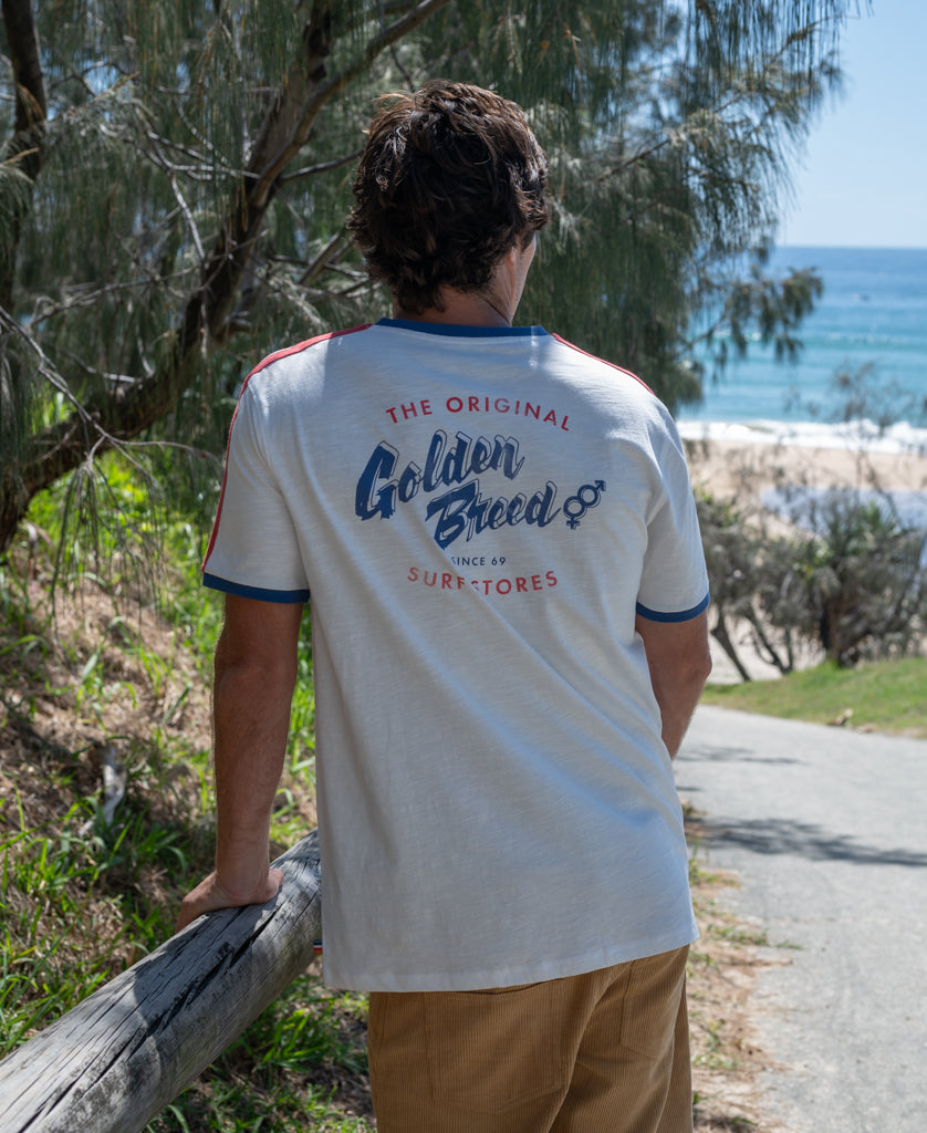 Golden Breed Break Ringer Tee | Off White - T-Shirts