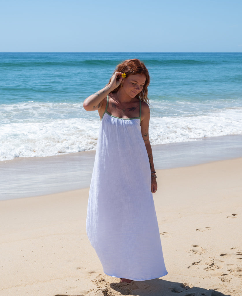 Golden Breed Camilla Maxi | White / Moss - Dresses
