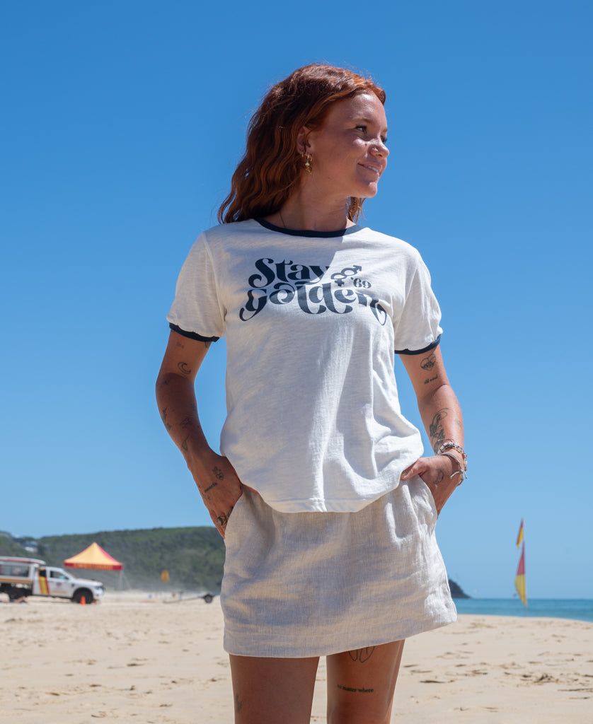 Stay Golden Ringer | Off White / Petrol