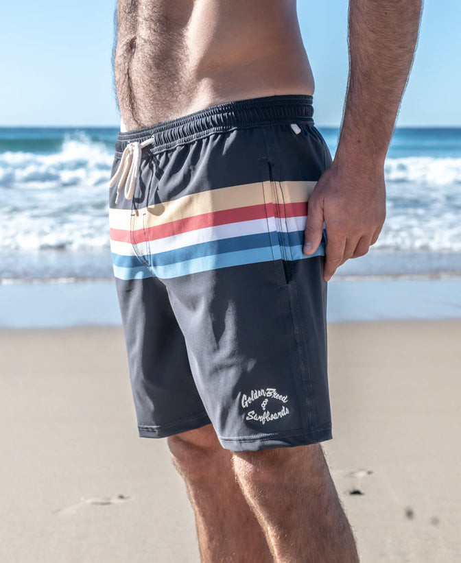 Golden Breed GoJo Elastic Waist Boardie | Wash Black - Boardshorts