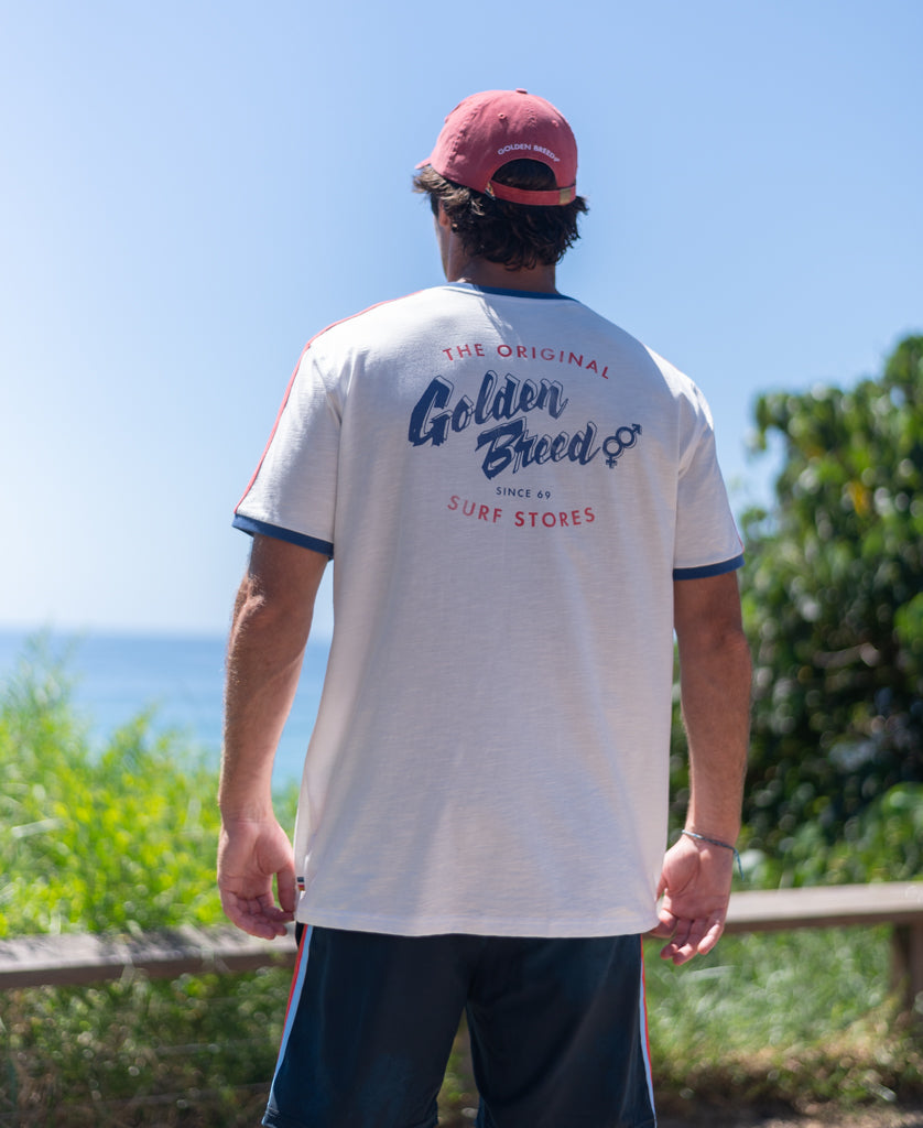 Golden Breed Break Ringer Tee | Off White - T-Shirts