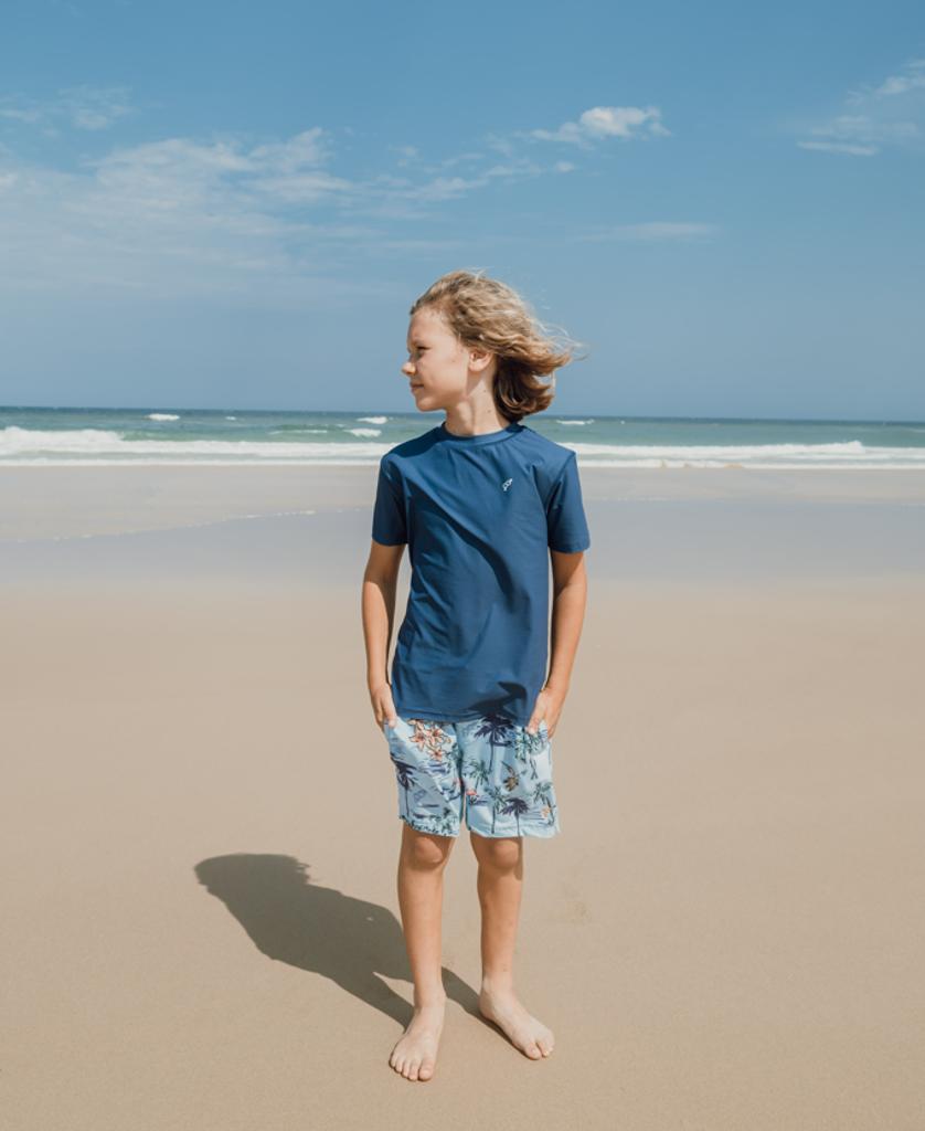 Flamingos Elastic Boys Boardie | Turquoise-Golden Breed