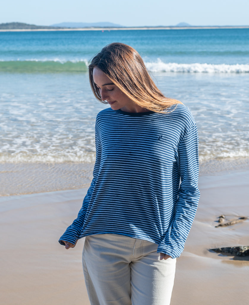 Golden Breed Mary LS | Finch/Navy - T-Shirts