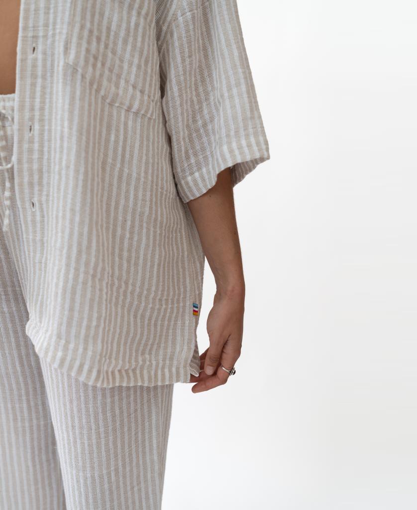Bailey Shirt | Off White Stripe-Golden Breed