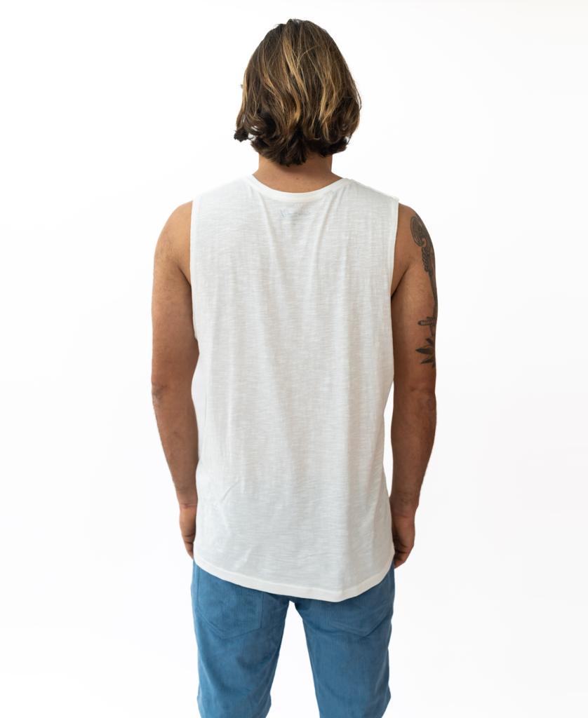 Retro Muscle Tank | Off White-Golden Breed