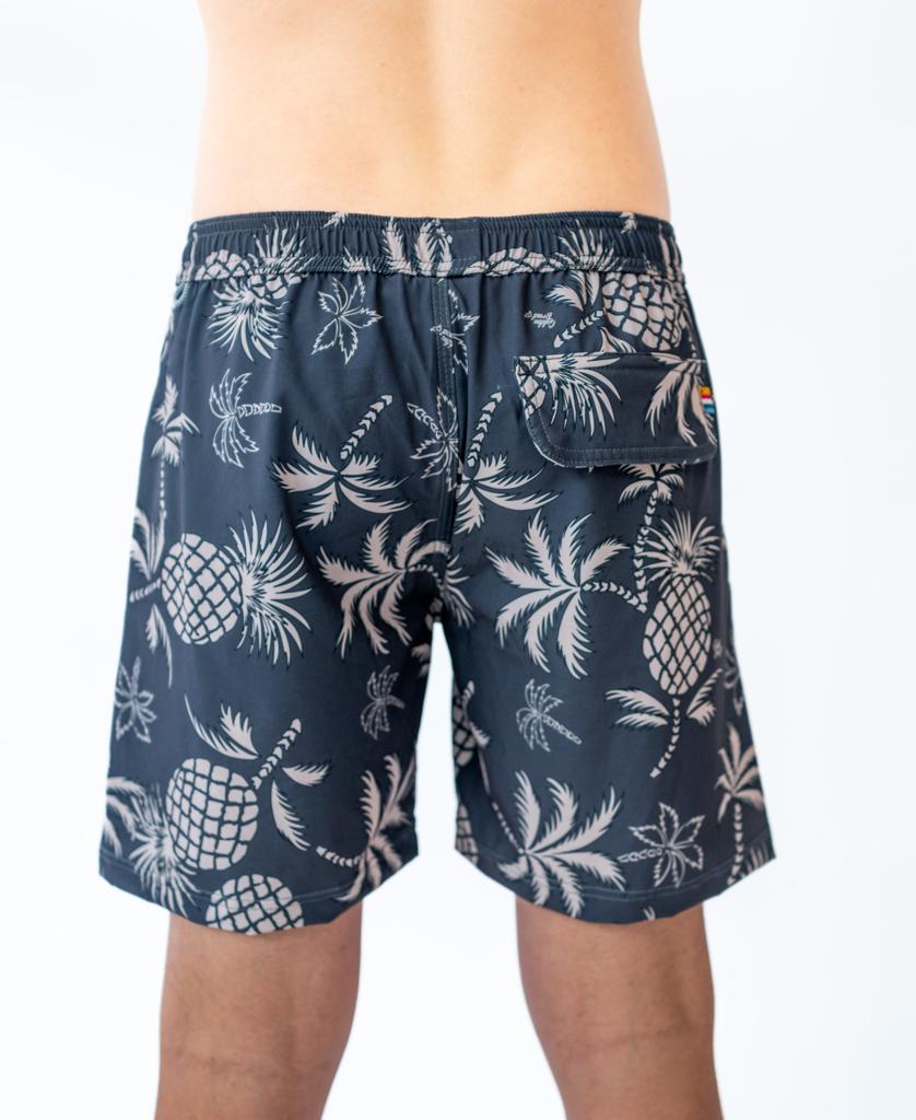 Pine Palm Elastic Boardie | Wash Black-Golden Breed
