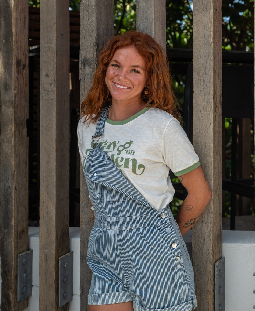 Opal Short Overall | Light Blue Stripe