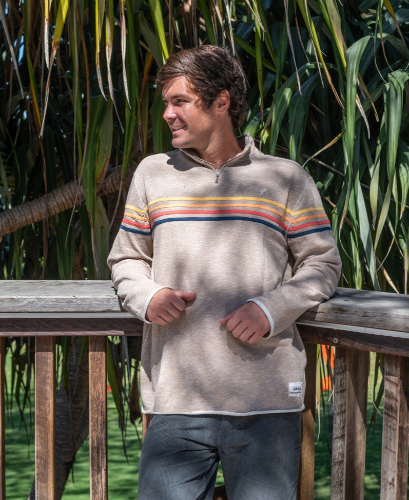 Golden Breed Long Island 1/4 Zip Rag Top | Coffee Marle - Sweatshirts