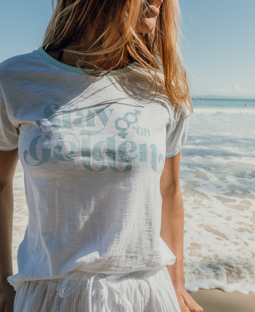 Stay Golden Ringer | White / Sky