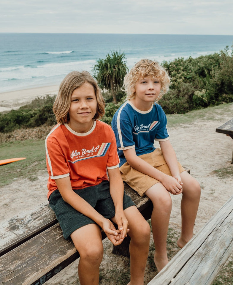 Golden Breed Boys Retro Ringer Tee | Wash Red - T-Shirts