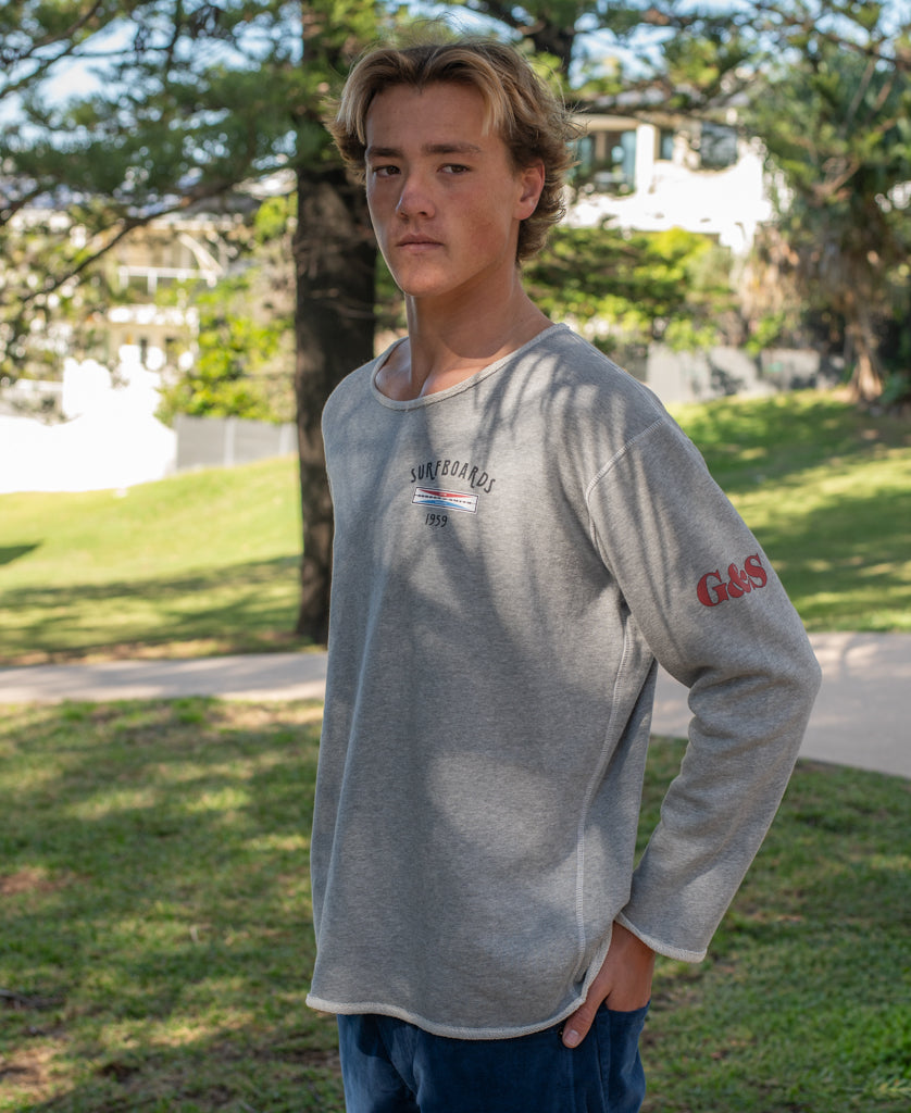 Gordon & Smith G&S Surfboards Rag Top | Grey Marle - Sweatshirts