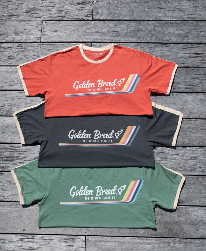 Retro Ringer Tee | Wash Black-Golden Breed