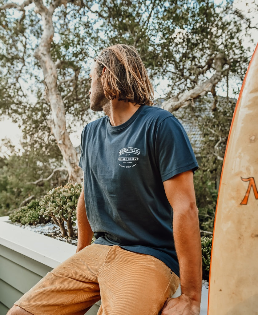 Noosa Boards Tee | Navy-Golden Breed