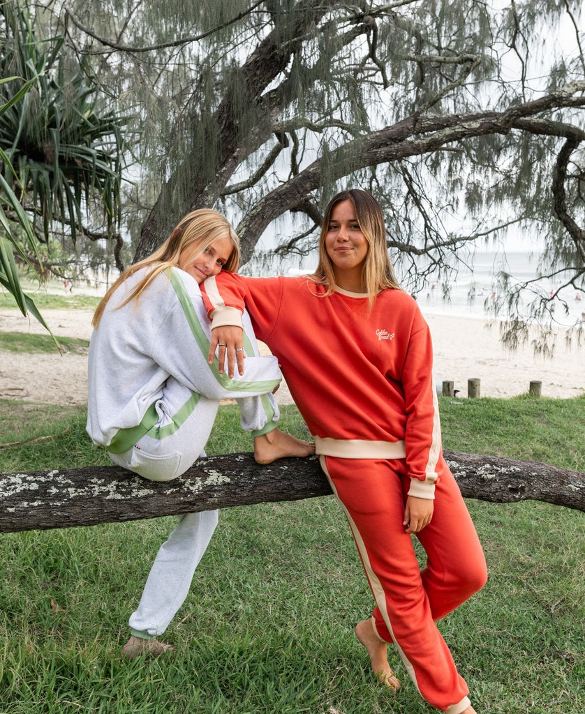 Koby Ringer Sweat | Wash Red/Beige