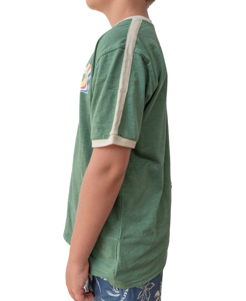 Boys Retro Ringer Tee | Leaf Green