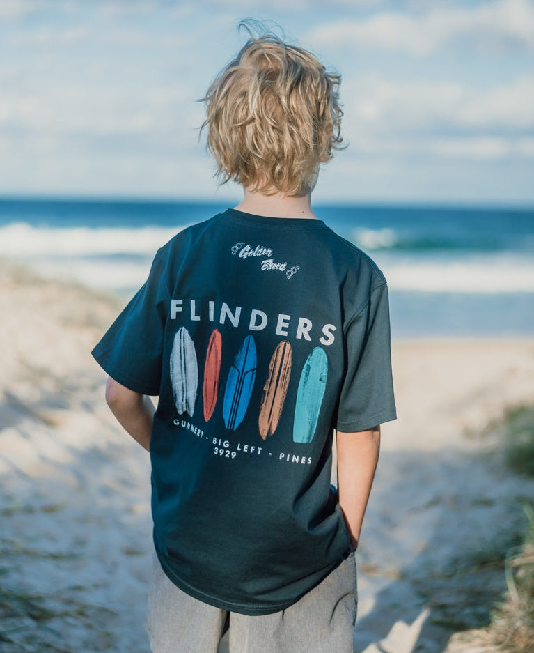 Flinders Boards Boys Tee | Navy-Golden Breed