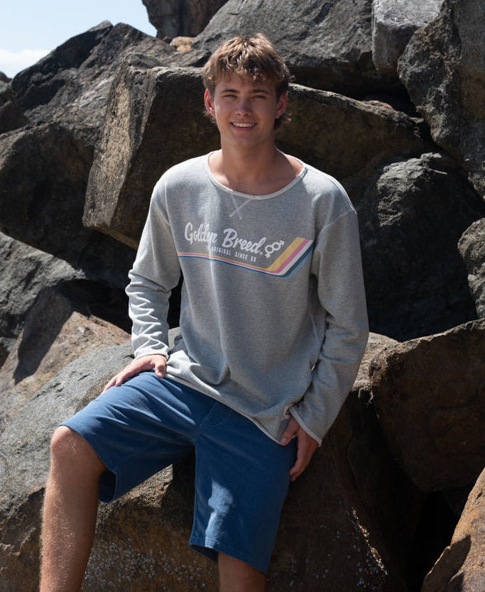 Golden Breed Retro Rag Top | Grey Marle - Sweatshirts