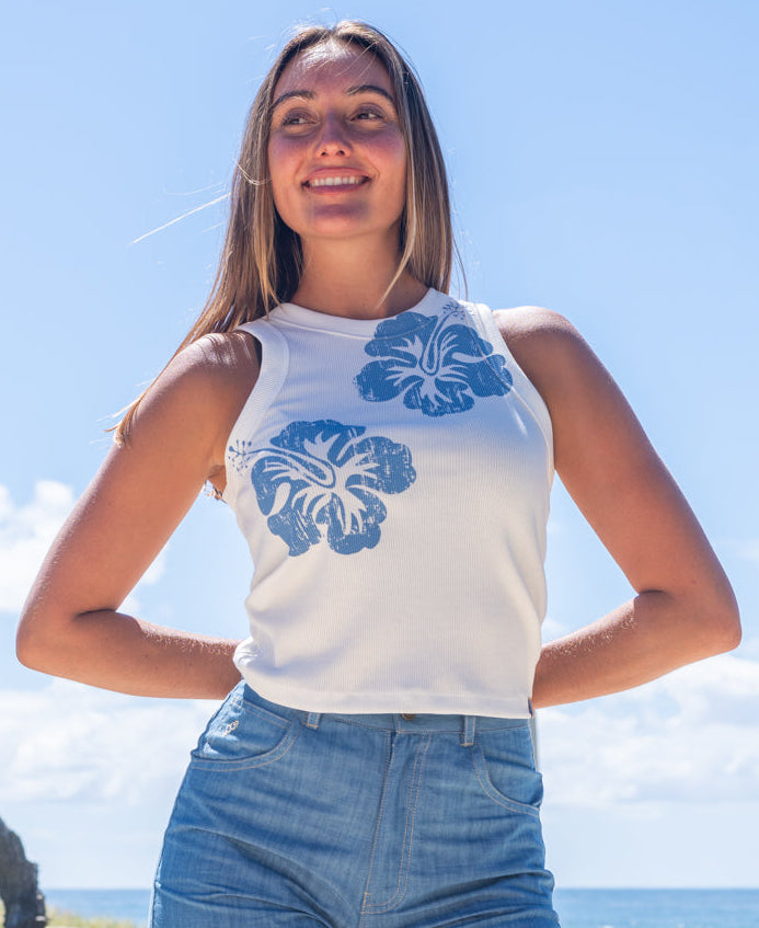Golden Breed Rosa Hibiscus Tank - Tank Tops
