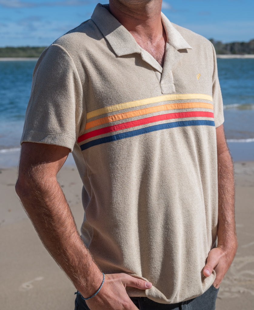 Golden Breed Long Island Terry Polo | Mocha - Polos