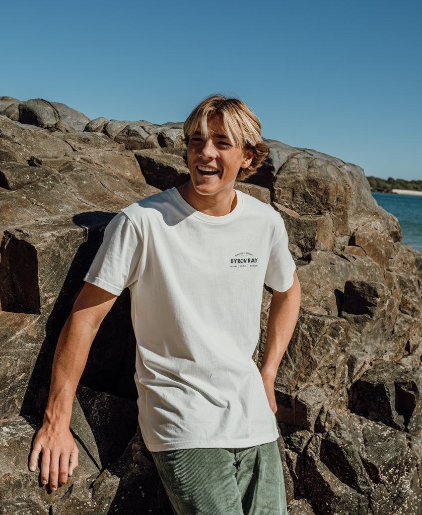 Byron Old School Tee | Off White-Golden Breed