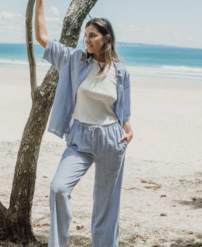 Gigi Linen Pant | Stripe-Golden Breed