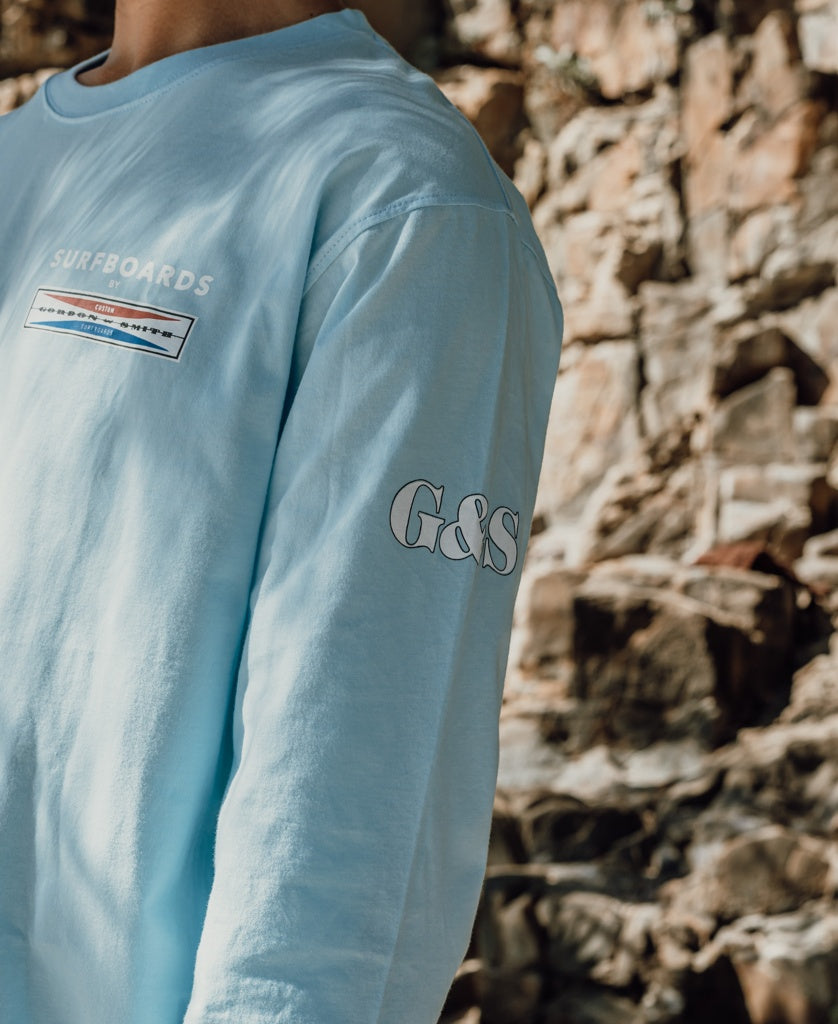 Gordon & Smith G&S Surfboards Comp LS Tee | Turquoise - T-Shirts