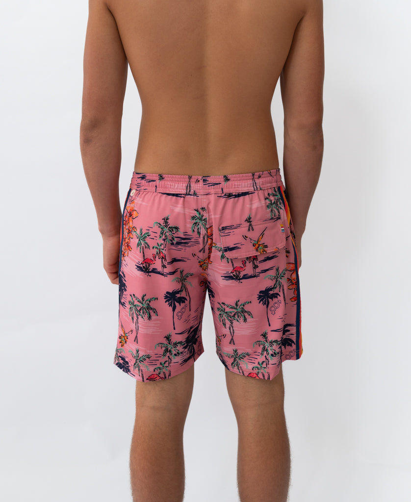 Flamingos Elastic Waist Boardie | Rose