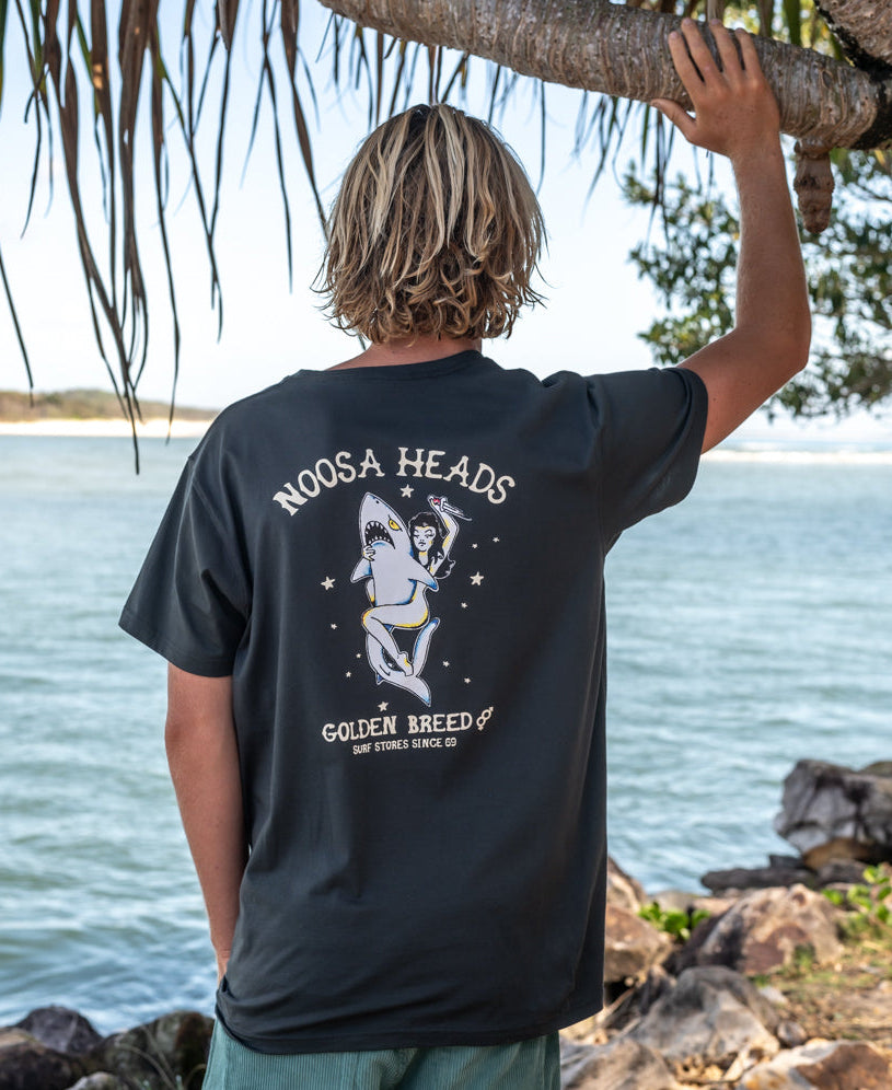 Golden Breed Noosa Shark Girl Tee | Wash Black - T-Shirts