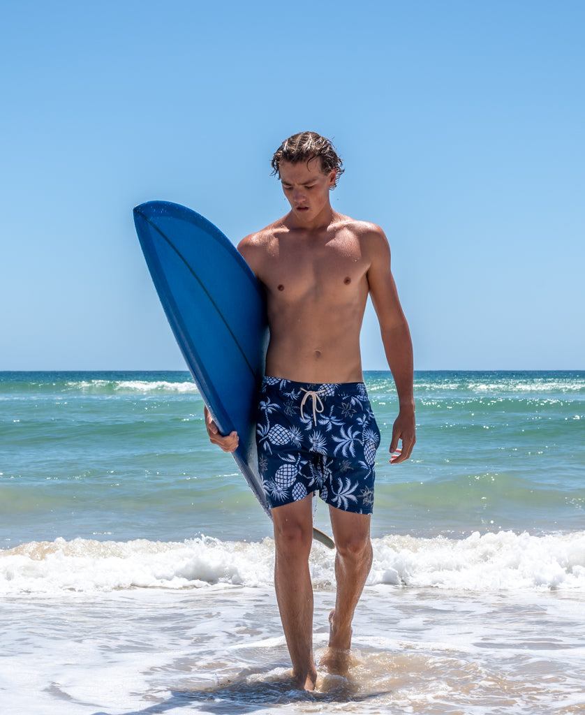 Pine Palm Elastic Waist Boardshort | Vintage Navy