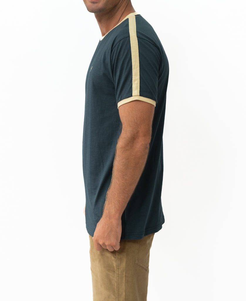 Golden Breed 70's Ringer Tee | Navy - T-Shirts
