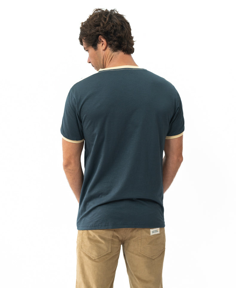 Golden Breed 70's Ringer Tee | Navy - T-Shirts