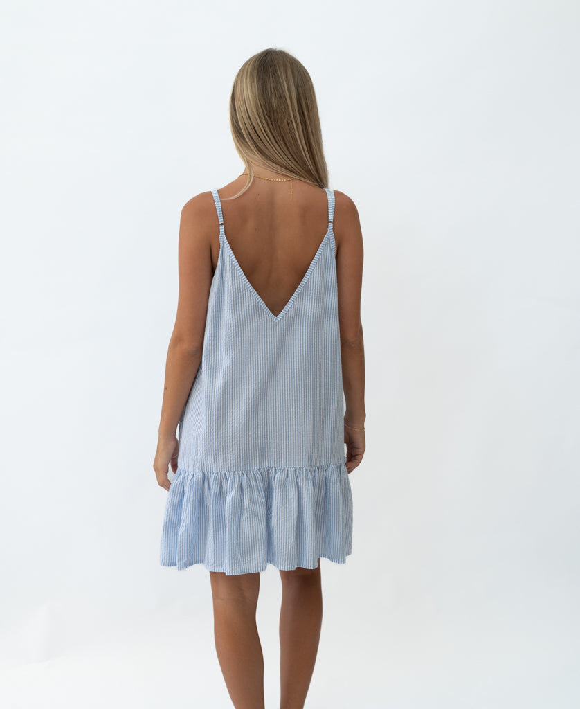 Amy Dress | Blue / White Stripe