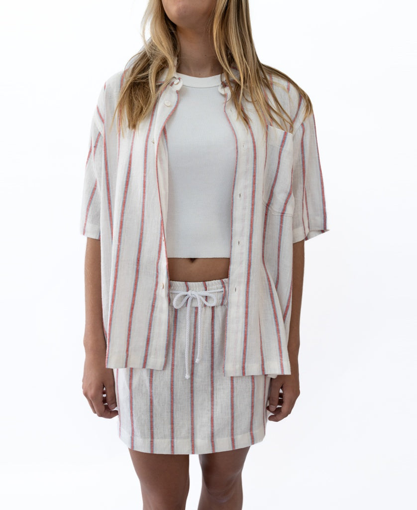 Golden Breed Bailey Shirt | Off White / Red Stripe - Shirts