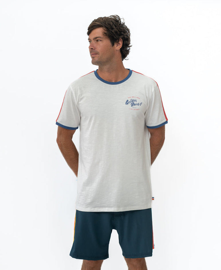 Golden Breed Break Ringer Tee | Off White - T-Shirts