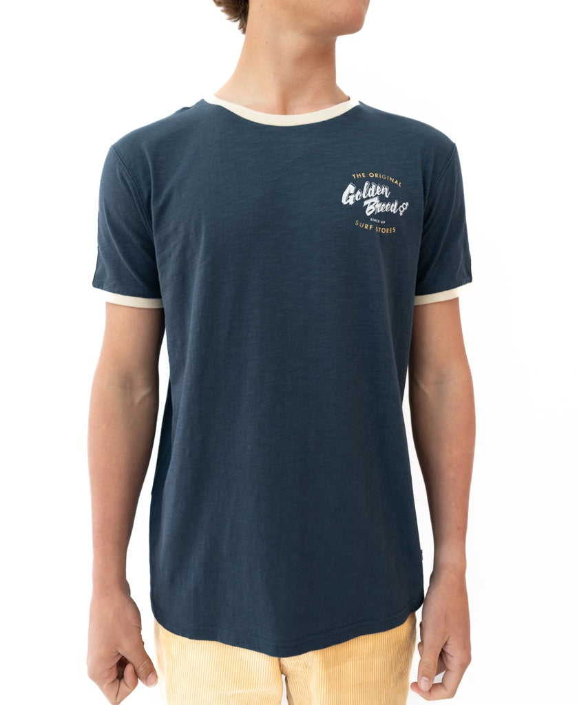 Golden Breed Break Ringer Tee | Navy - T-Shirts