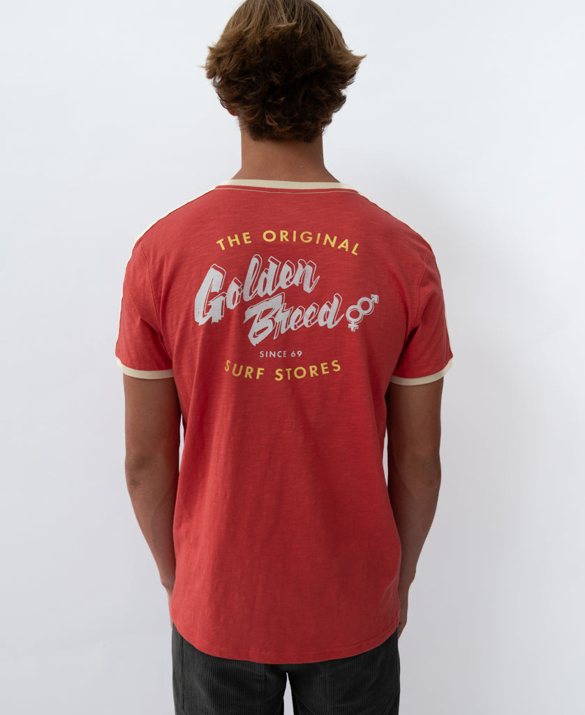 Golden Breed Break Ringer Tee | Wash Red - T-Shirts