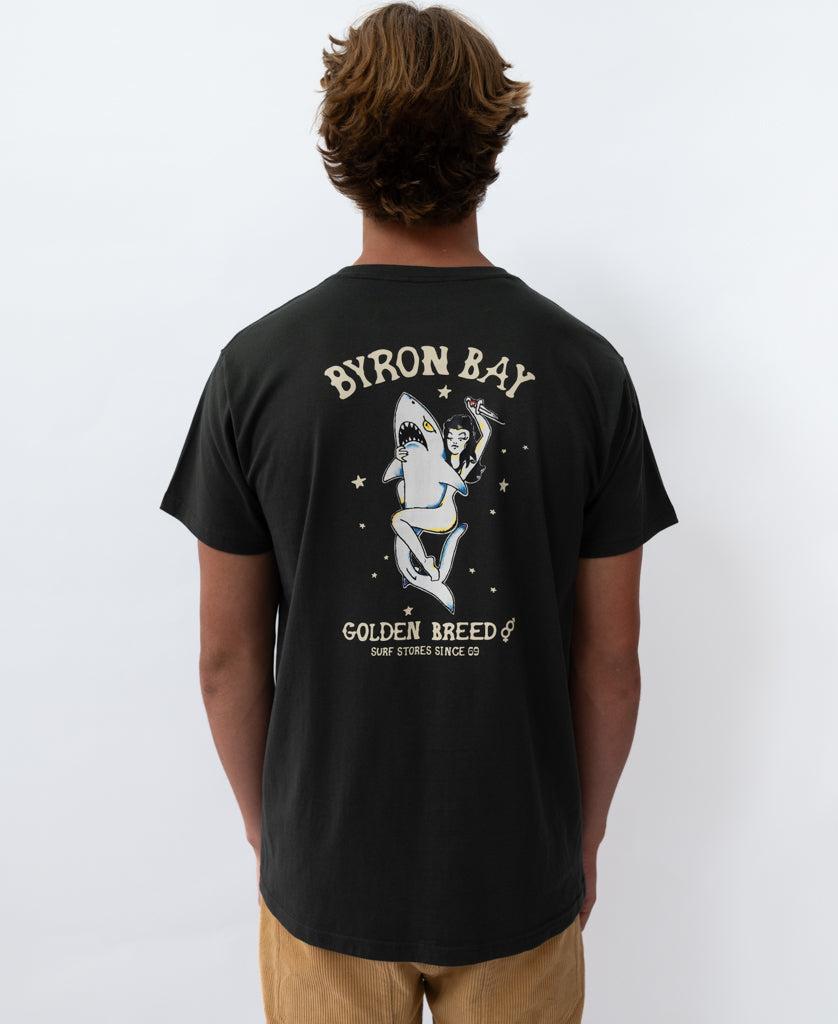 Byron Shark Girl Tee | Wash Black