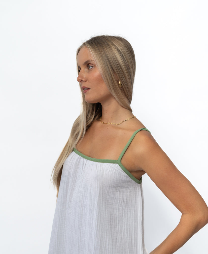 Golden Breed Camilla Maxi | White / Moss - Dresses